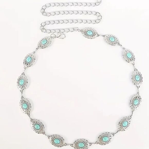 Vintage Style Silver Small Concho Chain Belt main image 8